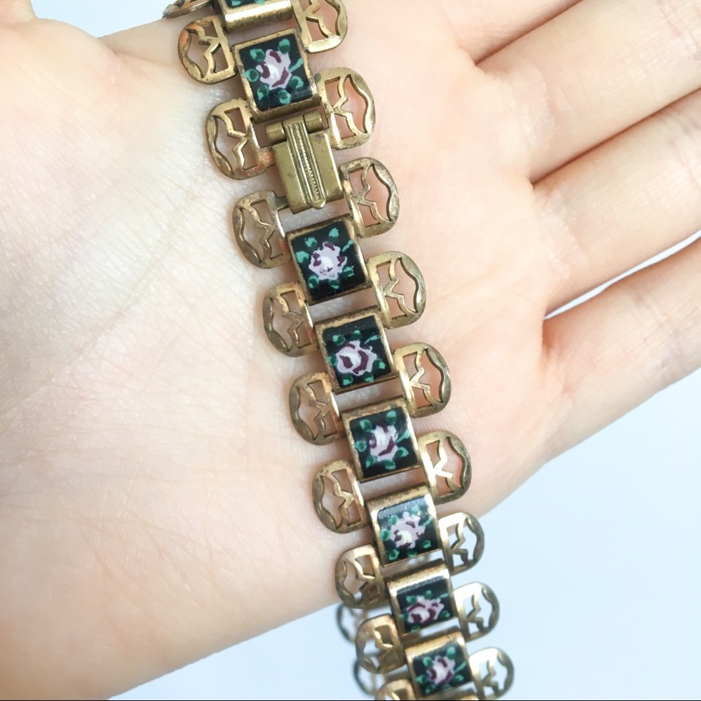 Absolutely Stunning Vintage Enamel Tile Choker